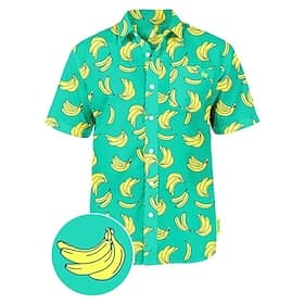 Voor heren Fruit Banaan Overhemd Hawaiiaans overhemd Aloha-shirt Korte Mouw Overhemd Strijkijzer Modieus Ontwerper Casual Casual Dagelijks Buiten blauw Wit Blo