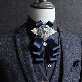 Men's Fashion Bow Tie Solid Color Black Champagne Yellow 2023