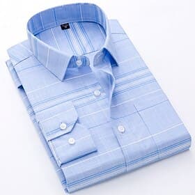 Herren Oberhemd Bügelfreies Hemd Kariert / Gestreift / Chevron Hochzeit Urlaub Blau Staubiges Blau Purpur Grau Langarm Umlegekragen Frühling Herbst Bekleidung