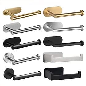 Self-adhesive Toilet Paper Holder Wall Mounted Bathroom 304 Stainless Steel Paper Towel Rack Toilet Multi-Function Toilet Paper Rack Perforated Paper Towel Rac