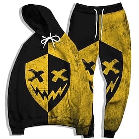 Men's Graphic Grimace 2pcs 3D Sweatshirt Sets Tracksuit Hoodies Long Sleeve Long pants Hooded Streetwear Basic Casual Sports  Outdoor Casual Sports Print Sprin