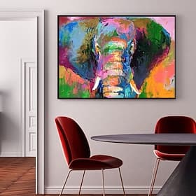 Handmade Oil Painting Canvas Wall Art Decoration Modern Animal Colorful Cattle for Home Decor Rolled Frameless Unstretched Painting