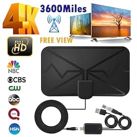 3000 Miles 8K Digital DVB-T2 TV Antenna Indoor with Amplifier Booster 1080P Aerial For Car Antenna RV Travel Smart TV