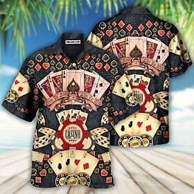 Men's Letter Poker Shirt Summer Hawaiian Shirt Button Up Shirt Short Sleeve Tropical Fashion Hawaiian Casual Beach Hawaiian Summer Spring Turndown Print Button
