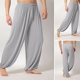 Herren Sommerhosen Schlabberhose Strandhose Haremshose Boho-Hosen Elastische Taille Fließend Feste Farbe Komfort Atmungsaktiv Casual Täglich Strand Hippie Yoga