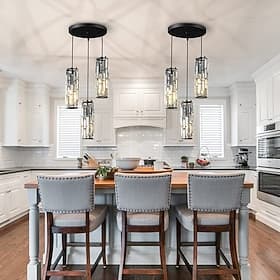LED Pendant Light Chrome/Gold 1-Light/3-Light Pendant Lighting Modern Pendant Light Mini Crystal Chandeliers Adjustable Pendant Light Fixture for Kitchen Islan