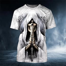 Men's Graphic Skulls T Shirt Shirt Tee Short Sleeve T shirt 3D Print Crew Neck Shirt Vintage Fashion Designer Outdoor Casual Daily White Spring  Summer Clothin
