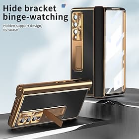 téléphone Coque Pour Samsung Galaxy Z Fold 6 Z Fold 5 Z Fold 4 Z Fold 3 Cuir Coque Anti-Chocs Clapet Porte-Crayon Couleur Unie PC faux cuir