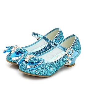 Frozen Fairytale Princess Elsa Shoes Girls' Movie Cosplay Sequins Halloween Black White Silver Shoes Halloween Carnival Masquerade Polyester Plastics Costumes