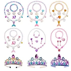 Ensemble d'accessoires queue de sirène pour filles, sacs et pochettes de princesse de conte de fées, collier, boucles d'oreilles, cosplay de film, costume mign