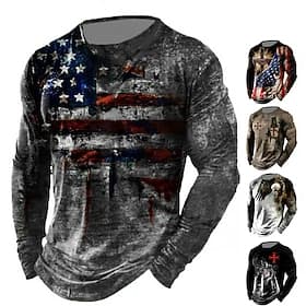 4. Juli 2026 250. Memorialtag Herren patriotische Vintage Abgewetzte Patriot Grafik 3D Druck Amerikanische Flagge Nationalflagge Veteran Rundhalsausschnitt Lan