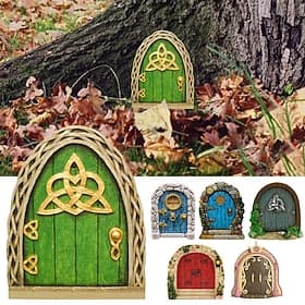 Mini Fairy Door Hand Made Cute Pink Mouse Hole Miniature Art Decor Sculpture