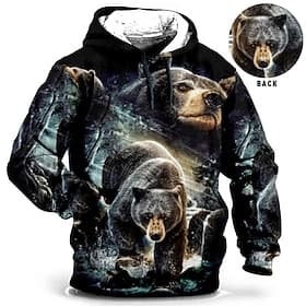 Men's Plus Size Pullover Hoodie Sweatshirt Big and Tall Animal Hooded Pocket Long Sleeve Spring   Fall Fashion Streetwear Basic Comfortable Daily Wear Vacation thumbnail 2
