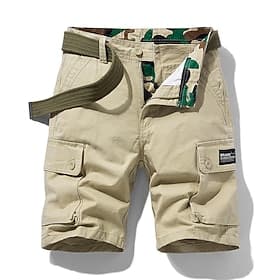 Men's Cargo Shorts Shorts Multi Pocket Straight Leg Print Solid Colored Comfort Wearable Knee Length Outdoor Daily Sports Stylish Black Blue