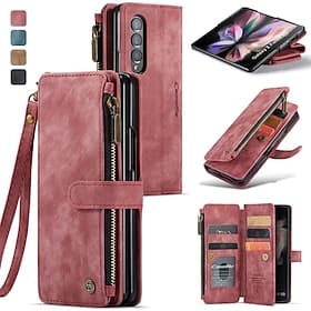 Phone Case For Samsung Galaxy Z Fold 5 Z Fold 4 Z Fold 3 Wallet Case Flip Zipper Full Body Protective Retro PU Leather