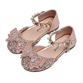 Girls' Heels Daily Glitters Dress Shoes Heel Glitter PU Cosplay Big Kids(7years ) Little Kids(4-7ys) Wedding Party Gift Walking Shoes Dancing Bowknot Pearl Buc