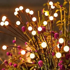 Solar Garden Light Waterproof Firefly Lights Outdoor Starburst Swaying Lights 2 Modes 6/8/10 Heads for Yard Patio Pathway Decoration
