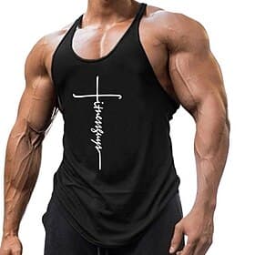 Herren Bibel Buchstaben Tank Top Weste Unterhemd Racer Back Tank Top Ärmelloses T-Shirt U-Hals Shirt Stilvoll Muskulös Bequem Urlaub Sport Alltag Schwarz Weiß
