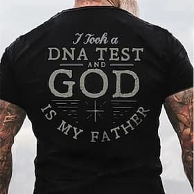 Men's Graphic T-Shirt: 'I Took a DNA Test And God Is My Father' Christian Faith Religious Short Sleeve