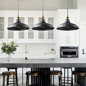 LED-Pendelleuchte, hängende Decke, industrielle gebürstete Vintage-Lampenschirm-Barbeleuchtung, Restaurantbeleuchtung, antikes gebürstetes Metall im rustikalen