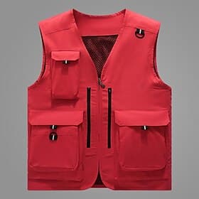 Herren Anglerweste Weste für Wanderer Weste / Fahrradweste Shirt Außen Tragbar Extraleicht(UL) Atmungsaktiv Leicht Beige grau Schwarz Gelb Jagd Angeln Strand