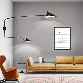 candeeiro de parede de balanço de estilo simples com abajur de cúpula 1-2 candeeiro de parede preto claro adequado para entrada de corredor quarto sala de jant