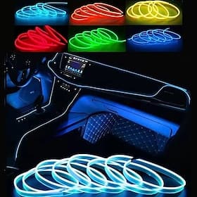9.8ft 3m Car Light 12V LED Cold Lights Flexible EL Neon Wire Auto Lamps On Car Cold Light Strips Line Lnterior Decoration Strips Lamps Lights Flexible Neon