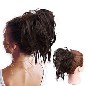 Tousled Updo Messy Bun Hairpiece Hair Extension Ponytail with Elastic Rubber Band Updo Ponytail Hairpiece Synthetic Hair Extensions Scrunchies Ponytail Hairpie