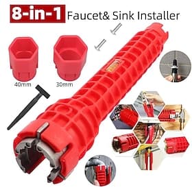 8 in 1 Sink Wrench Multi-Munction Water Pipe Faucet Wrench Repair Tool, Non-slip Kitchen Bathroom Faucet And Sink Installer, Wrench Tool For Repairing Plumbing