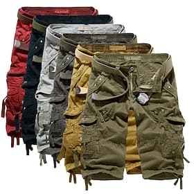 Men's Cargo Shorts Hiking Shorts Leg Drawstring Multi Pocket Multiple Pockets Plain Breathable Outdoor Calf-Length Casual Daily Streetwear Stylish ArmyGreen Wi