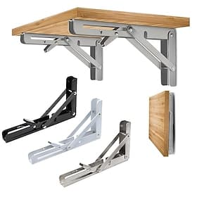 2pcs Heavy Duty Folding Shelf Brackets - 8, 10 12 - Wall Mounted for Bench Table with Screws