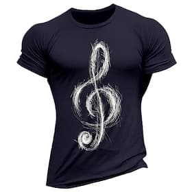 T-shirt graphique homme clef de sol de musique design esquissé à manches courtes