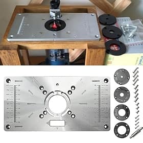1pc Multifunctional Aluminium Router Table Insert Plate For Woodworking Benches, Router Plate, Wood Tools With Rings