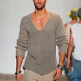 herren pullover pullover pullover rippstrick gestrickt v-ausschnitt alltagskleidung urlaub bekleidung bekleidung frühjahr herbst grau 5xl