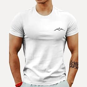 Men's Plus Size Big Tall T shirt Tee Tee Crewneck White Short Sleeves Outdoor Going out Print Graphic Prints Clothing Apparel Cotton Blend Streetwear Stylish C