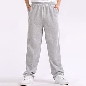 Men's Sweatpants Fleece Pants Joggers Trousers Straight Leg Sweatpants Pocket Plain Comfort Soft Outdoor Daily Going out Fashion Streetwear Black Wine