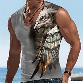 Men's Graphic Animal Eagle Vest Top Sleeveless T Shirt for Men Sleeveless T shirt 3D Print V Neck Shirt Designer Casual Muscle Sports Running Gym Blue Purple B