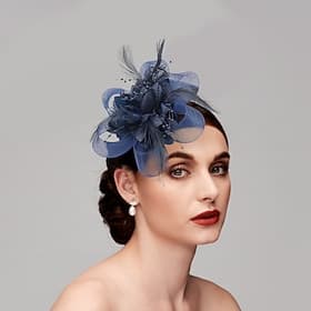 Fascinateurs en filet de plumes élégants chapeaux avec plumes fourrure floral 1PC occasion spéciale Kentucky course de chevaux journée des dames coiffe pour im