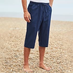 Men's Shorts Linen Shorts Summer Shorts Capri Pants Pocket Plain Comfort Breathable Outdoor Daily Going out Linen / Cotton Blend Fashion Streetwear Black White