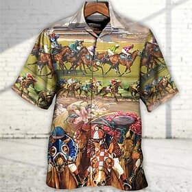 Kentucky Derby Men's Horse Beer Horse Racing Shirt Summer Hawaiian Shirt Button Up Shirt Short Sleeve Sports Fashion Streetwear Casual Outdoor Hawaiian Summer