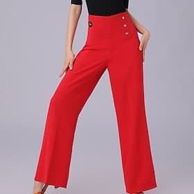 Latin Dance Ballroom Dance Pants Pure Color Splicing Women's Performance Training High Spandex