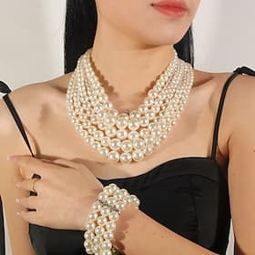 orecchini collana di perle braccialetto girocollo 3 pezzi accessori flapper retrò vintage anni '20 lega per il grande gatsby cosplay bigiotteria per donna gioi
