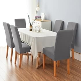 6 Pcs Dining Chair Cover Stretch Chair Seat Slipcover For Pet High Back Dining Chair Cover Burgundy Red Spandex with Elastic Bottom Protector for Dining Room W