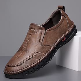 Homme Mocassins et Slip On Chaussures de confort Couture à la main Décontractées Extérieur du quotidien Microfibre Respirable Mocassins Noir Marron Printemps