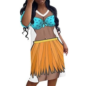 Women's Bikini Shirt Cover Up Dress Funny Cute Bikini Print for Swimwear Short Sleeve 3D Graphic Baggy Swimwear Cover-Up
