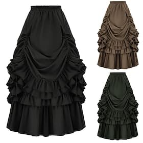 Retro Vintage Punk  Gothic Medieval Skirt Goth Girl Flounced Fancy Dress Women's Fantasy Steampunk Masquerade Casual Daily Adults' Skirts
