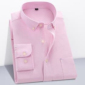 Men's Dress Shirt Button Down Shirt Oxford Shirt Non Iron Shirt Plaid Casual Daily Blue Black White Pink Long Sleeve Square Neck Spring   Fall Clothing Apparel