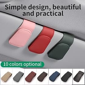 Car Visor Eyeglasses Holder - Magnetic Leather Glasses Clip and Ticket Card Holder, Car Visor Accessories
