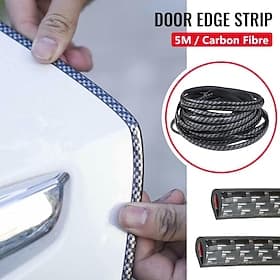StarFire 5M Carbon Fiber Car Door Edge Protector - Anti-Collision Bumper Trim, Scratch Guard  Sealing Strip for Car Styling
