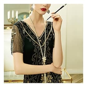 Faux Pearl Necklace Long Pearl Necklaces 1920s Accessories for Women Roaring 20s Flapper Vintage Party